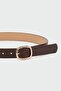 Large Faux Leather Belt with Oval Buckle Brown - 2