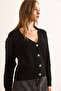 Women's Black Wave Detailed Soft Textured Cardigan Hrk-19000386 - 5