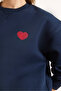 Women's Navy Blue Collar Detailed Heart Embroidered Thick Sweatshirt with Raised Embroidery Swt-19000741 - 5