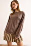 Women's Plain Camel Basic Soft Textured Loose Sweatshirt Swt-19000457 - 4