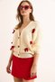 Women's Ecru Bow Detailed 3 Button Knit Cardigan Hrk-19000387 - 2