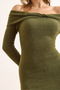 Women's Khaki Collar Detailed Midi Beard Dress with Slit on the Back Elb-19002539 - 4