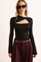 Women's Black Roba Low-Cut Flexible Viscose Blouse Blz-19003108 - 3
