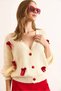 Women's Ecru Bow Detailed 3 Button Knit Cardigan Hrk-19000387