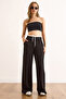 Women's Black Modal Boxer Detailed Soft Textured Pants Pnt-19000363