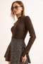Women's Brown Stand Collar Cuff Slit Button Detailed Knitwear Sweater Kzk-19000995 - 5