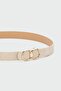 Long Buckle Faux Leather Belt Cream - 2