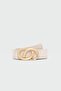 Asymmetrical Buckle Faux Leather Belt Cream