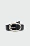 Round Buckle Faux Leather Belt Black