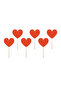 Cupcake toppers Hearts, red, height approx. 11 cm. (1 pkt / 6 pc.)