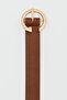 Round Buckle Faux Leather Belt Brown - 3