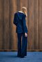 Snake pattern long jacket - navy blue - 7