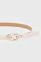 Oval Shaped Faux Leather Belt Cream - 2