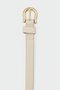 Oval Buckle Thin Faux Leather Belt Cream - 3
