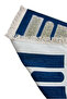 Navy Blue Chenille Prayer Rug with Kabe Pattern and Knitted Tassels - 3