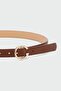 Round Buckle Faux Leather Belt Brown - 2