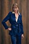 Snake pattern long jacket - navy blue - 3