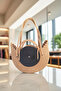 Kaan Home Handcrafted Wicker Jute Look Beige Black Shoulder and Beach Bag – Modern Design - 3