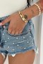 Denim Shorts with Stone Detail - 4