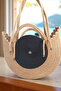 Kaan Home Handcrafted Wicker Jute Look Beige Black Shoulder and Beach Bag – Modern Design - 2