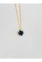 Sparkling Snowflake Chain Made with Black Beads in a Steel Necklace, Gold-Colored Necklace - 3