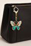 Metal Keychain with Colorful Stone and Butterfly Figure