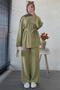 Front Slit Detailed Two-Piece Suit - Green