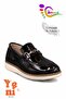 Boy's Shoes with Bridge Buckle - School Wedding Circumcision Shoes Tr Black White - 4