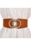 Gold Buckle Elastic Women's Belt Coat Belt, - 4