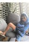 Boys Girls Unisex Plush Fleece Cardigan Hooded Zipper Pocket Blue, Dark Blue! !! Narrow Mold - 2