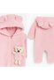 Hooded Plush Baby Romper – 100% Cotton with Teddy Bear Detail (0-12 Months) - 4