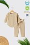 Baby Girl 100% Cotton 3-18 Months Beige Color Top and Bottom Set - 3