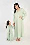 Kids Jalabiya – Pastel Grey Rayon Maxi with Full Loose Sleeves and Embroidery Detailing - 2