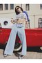 İnji - Stone Detailed Loose Fit Light Indigo Women's Jean Trousers 5Sal40302Md