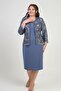 Women's Sequin Embroidered Bead Detailed Tulle Jacket Half Moon Sleeve Short Dress Lined Crepe Plus Size 2-Piece - 3