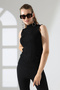 High Collar Sleeveless Motif Knitwear Blouse - 2