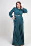 Women's Double Breasted Collar Look Pleated Lined Long Satin B.B. Dress