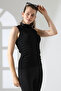 High Collar Sleeveless Motif Knitwear Blouse - 3