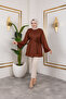 Women's Tan Belted Modal Knitted Fabric Hijab Tunic - 3