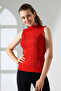 High Collar Sleeveless Motif Knitwear Blouse - 2