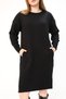 Women's Black Double Pocket Crew Neck Tunic Dress - 4