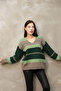 V-Neck Color Block Knit Sweater - 3