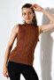 High Collar Sleeveless Motif Knitwear Blouse - 3