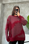 Crew Neck Patterned Knit Sweater - 3