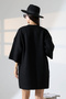 Women's Black Double Pocket Half Sleeve Long Length Knitwear Cardigan - 5