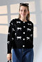 Black Bow Patterned Buttoned Knitwear Cardigan Bces-252044