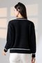 Women's Black Stripe Detailed Soft Textured Knitwear Cardigan - 5