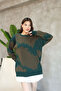 Crew Neck Patterned Knit Sweater