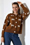 Bow Patterned Buttoned Knitwear Cardigan - 3