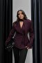 Plum Waist-Fitted Blazer Jacket with Belt Detail - 3